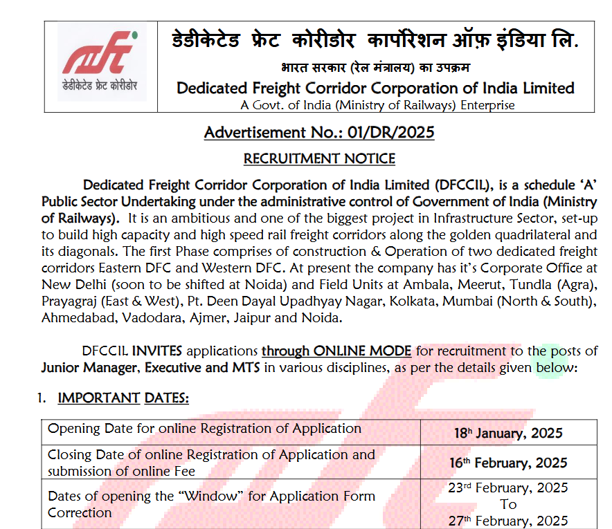 DFCCIL Recruitment 2025: Apply for 642 Vacancies Now